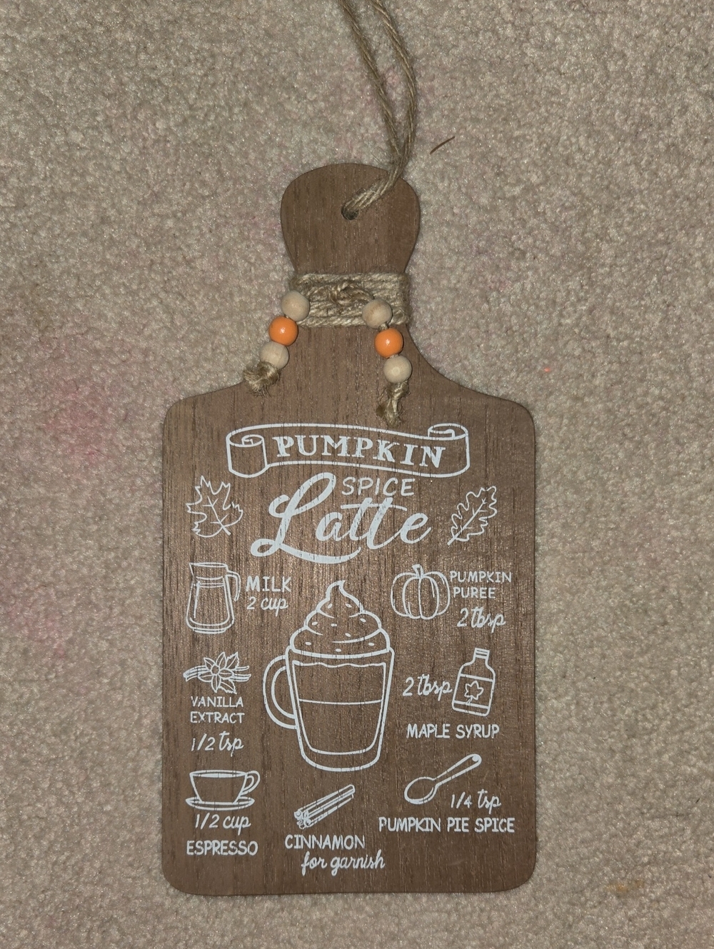 Hobby Lobby Brown Pumpkin Spice Latte Wooden Wall Hanging